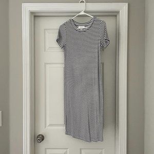 Black and white striped maternity dress